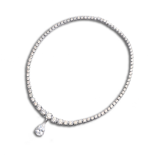 35ct Diamond Tennis Necklace with Pear Drop