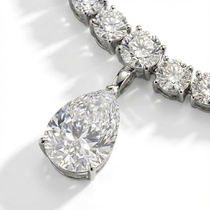 35ct Diamond Tennis Necklace with Pear Drop