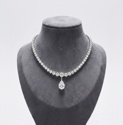 35ct Diamond Tennis Necklace with Pear Drop