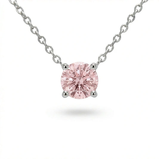 Pink Classic Solitaire Necklace