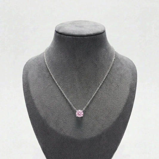Pink Classic Solitaire Necklace