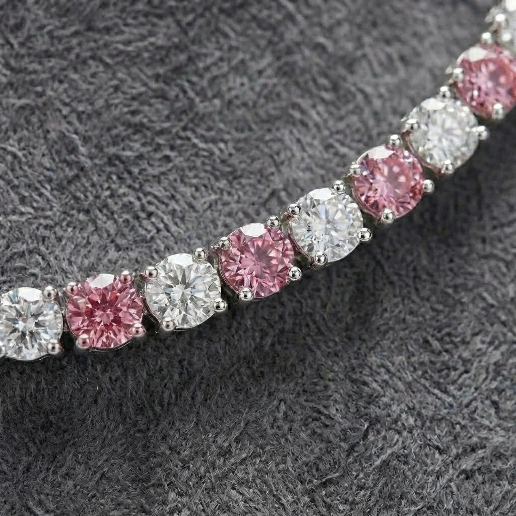 Pink Dalmatian Tennis Necklace