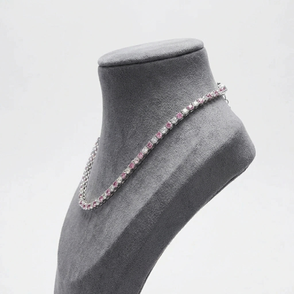 Pink Dalmatian Tennis Necklace