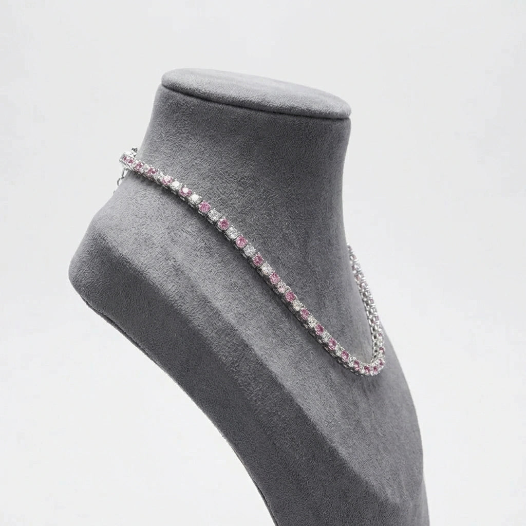 Pink Dalmatian Tennis Necklace