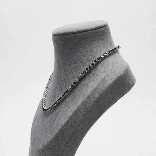 3mm Black Diamond Tennis Necklace