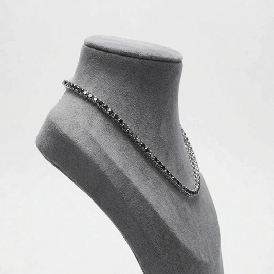 3mm Black Diamond Tennis Necklace