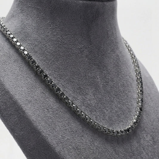 3mm Black Diamond Tennis Necklace