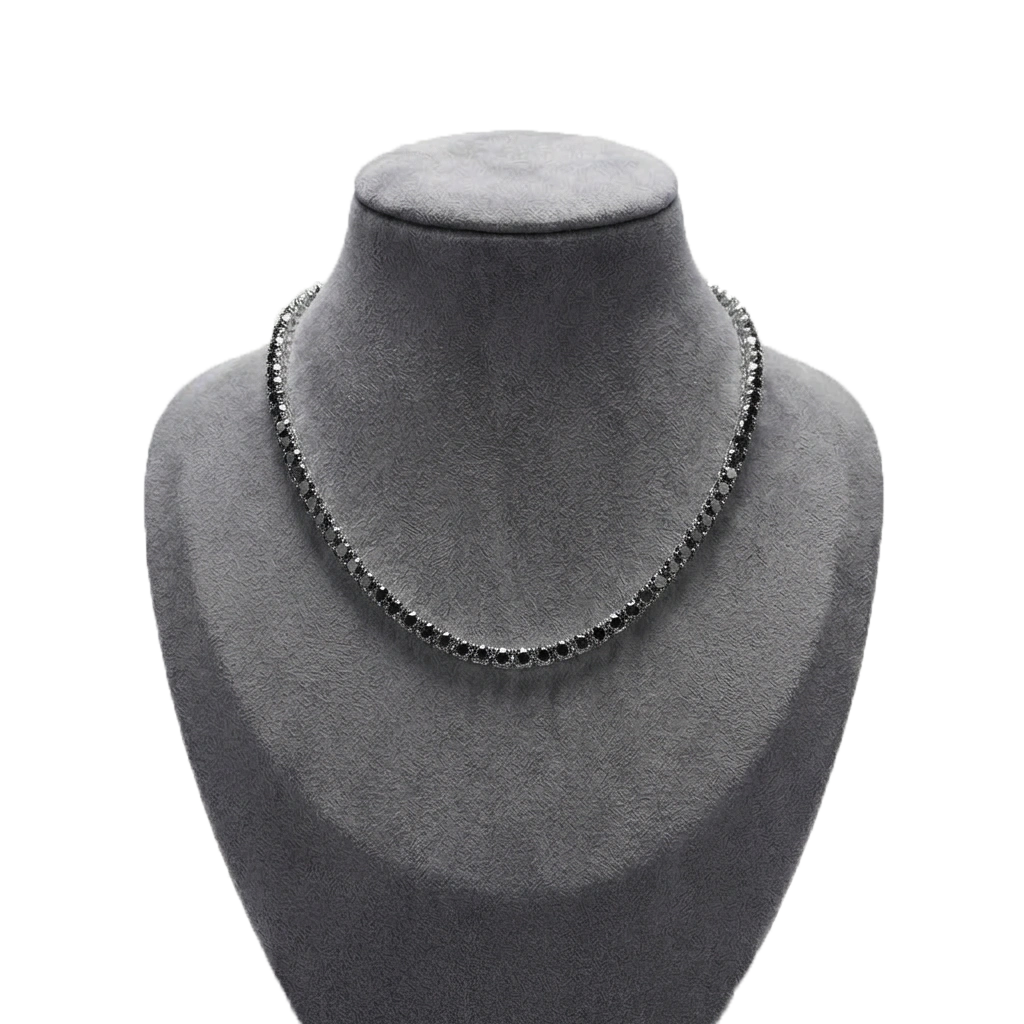 3mm Black Diamond Tennis Necklace